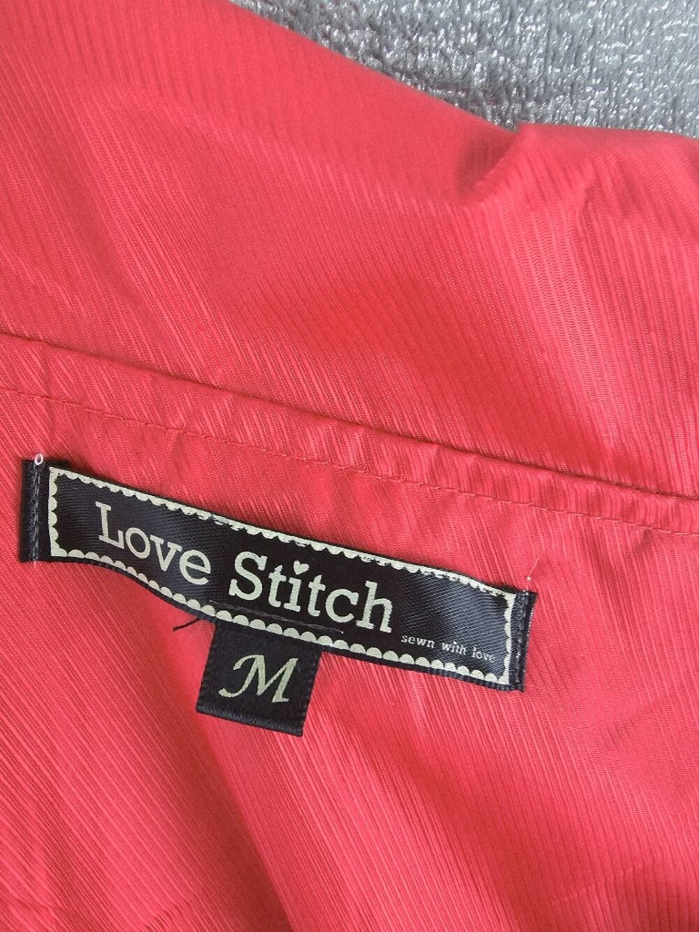 Love Stitch Statement Red Belted Trench Coat Size Medium - Picture 8 of 9